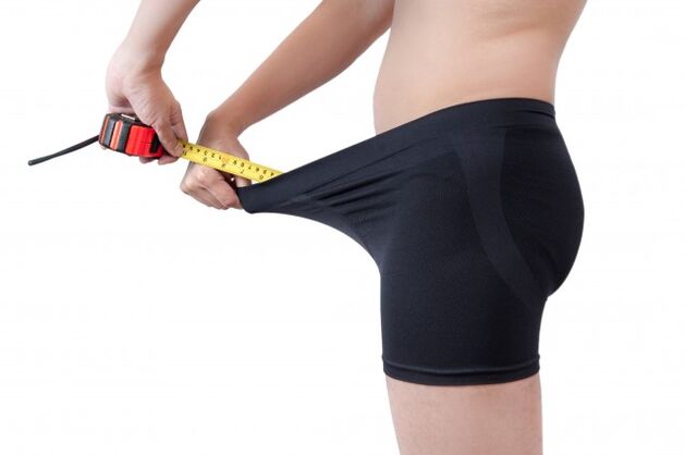 male measuring the length of the penis